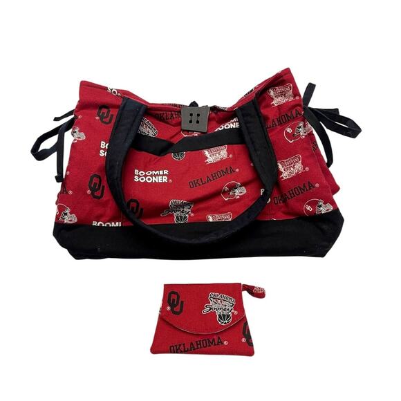 OU OKLAHOMA BOOMER SOONER Cloth Handbag or Purse Red & Black - Picture 1 of 5